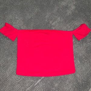 Red over the shoulder top